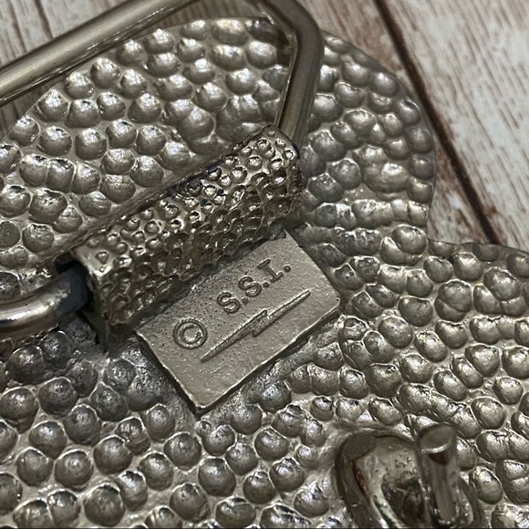 Vintage S.S.I. Enamel Inlay Rose Flower Heart-shaped Belt Buckle - Picture 12 of 12